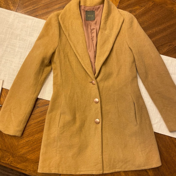 DECO BEIGE COLLARED JACKET S - Picture 2 of 4